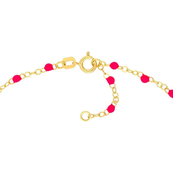 Neon Pink EN/Amel Bead Piatto Chain