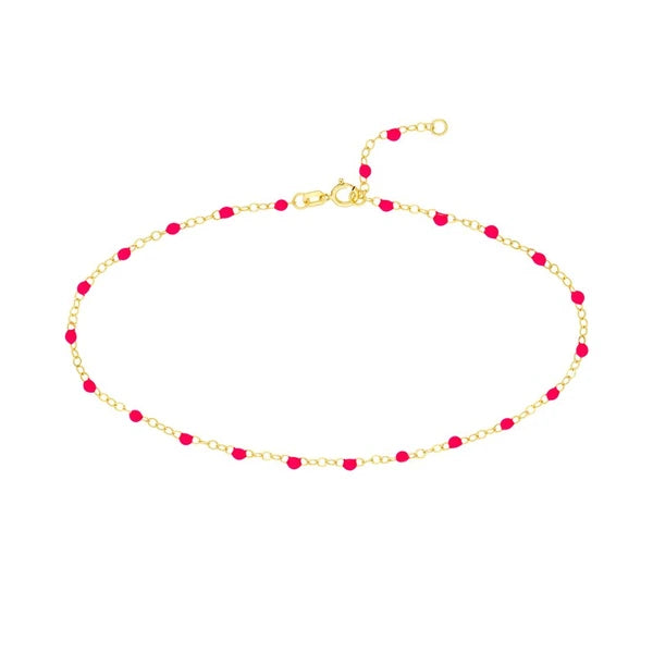 Neon Pink EN/Amel Bead Piatto Chain