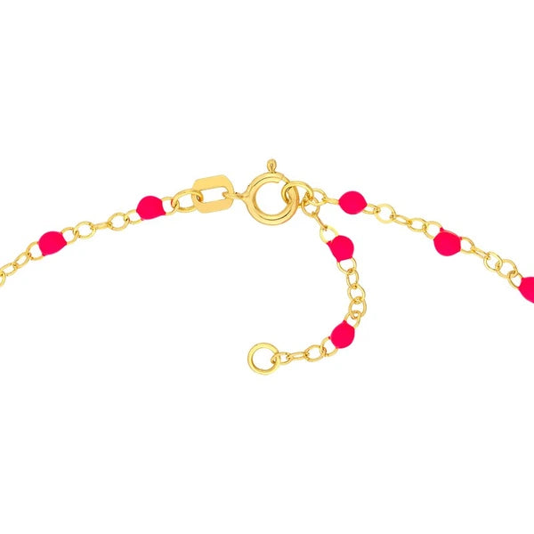 Neon Pink EN/Amel Bead Piatto Chain