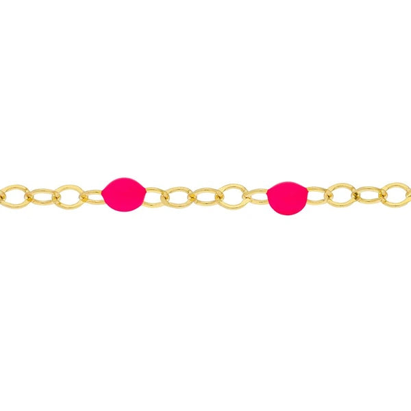 Neon Pink EN/Amel Bead Piatto Chain