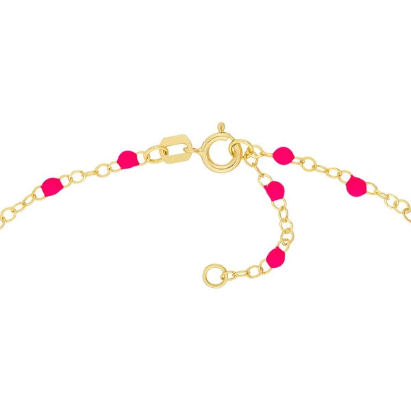 Neon Pink EN/Amel Bead Piatto Chain