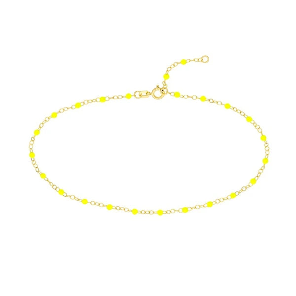 Neon Yellow EN/Amel Bead Piatto Chain