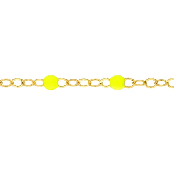 Neon Yellow EN/Amel Bead Piatto Chain