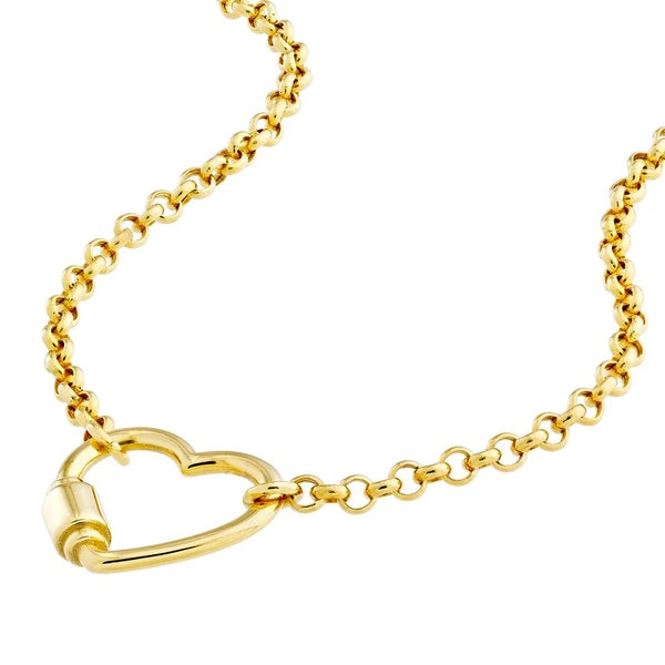 Faux Carabiner Heart on Rolo Necklace