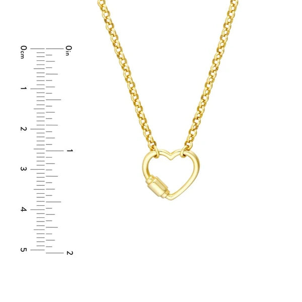 Faux Carabiner Heart on Rolo Necklace