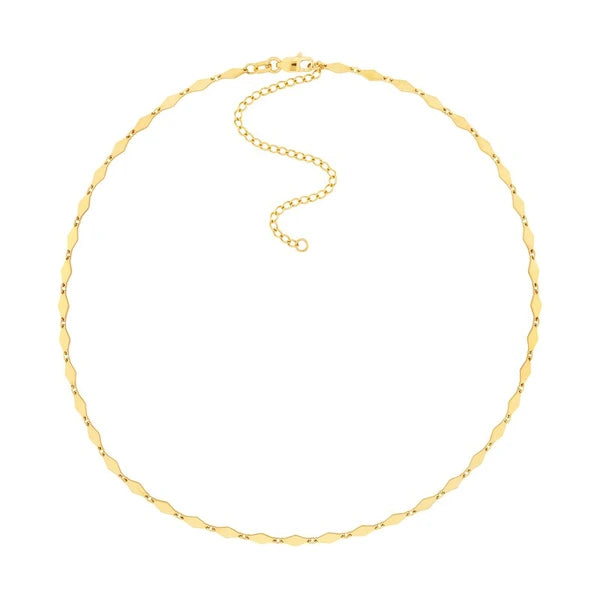 Mirror Diamond Shape Link Choker Necklace with Lobster