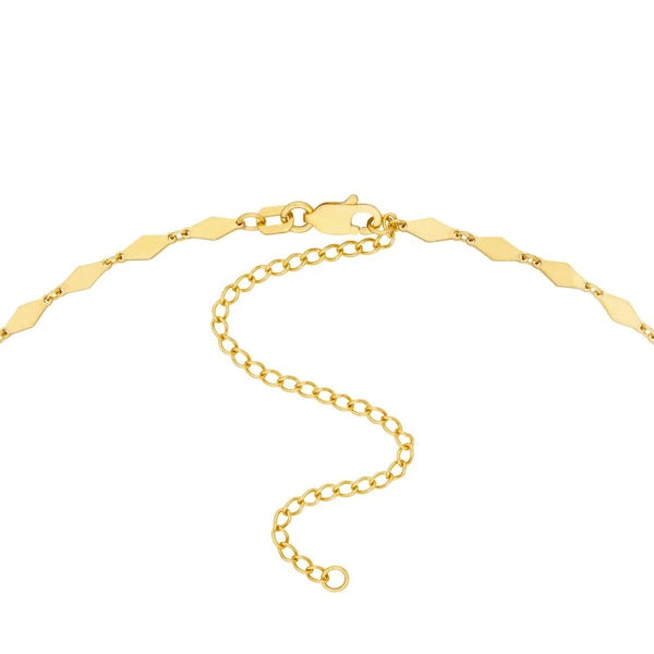Mirror Diamond Shape Link Choker Necklace with Lobster