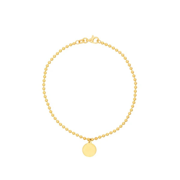 2.0mm Beaded Chain w/Dangle Disc Bracelet