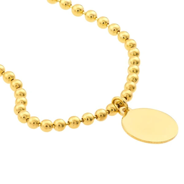 2.0mm Beaded Chain w/Dangle Disc Bracelet