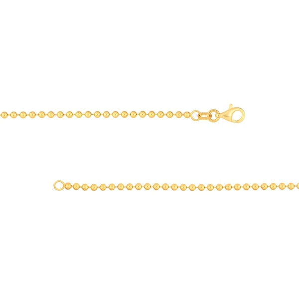 2.0mm Beaded Chain w/Dangle Disc Bracelet