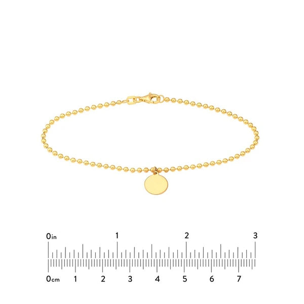 2.0mm Beaded Chain w/Dangle Disc Bracelet