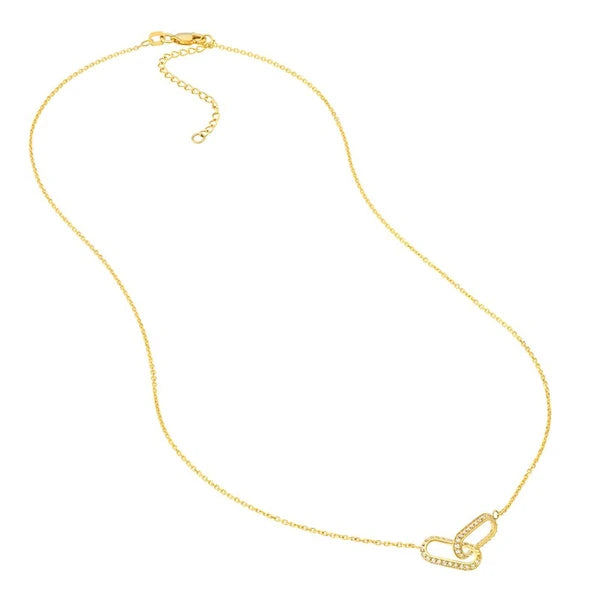 Diamond Paper Clip Links Necklace