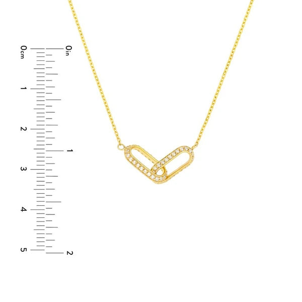 Diamond Paper Clip Links Necklace