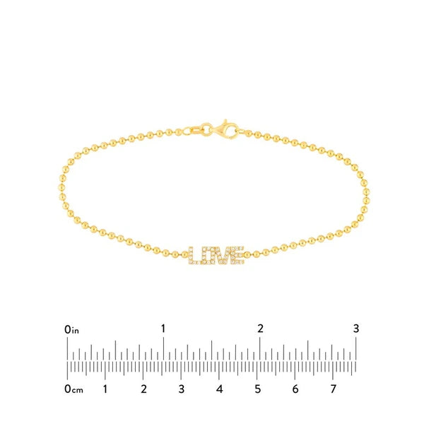 1/6tcw Diamond Love Station on Bead Chain Bracelet