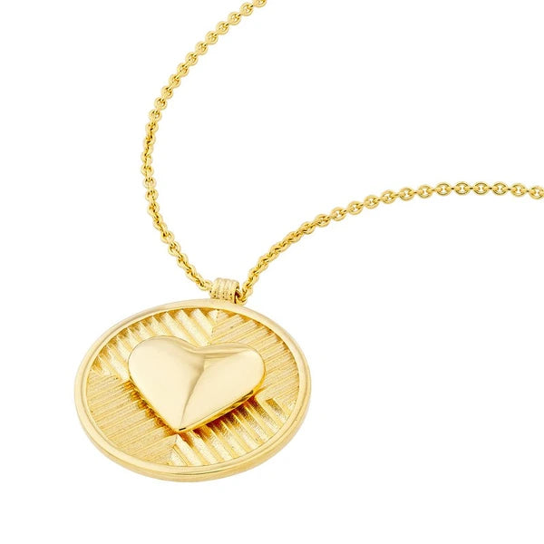 Chevron and Puff Heart Medallion Necklace