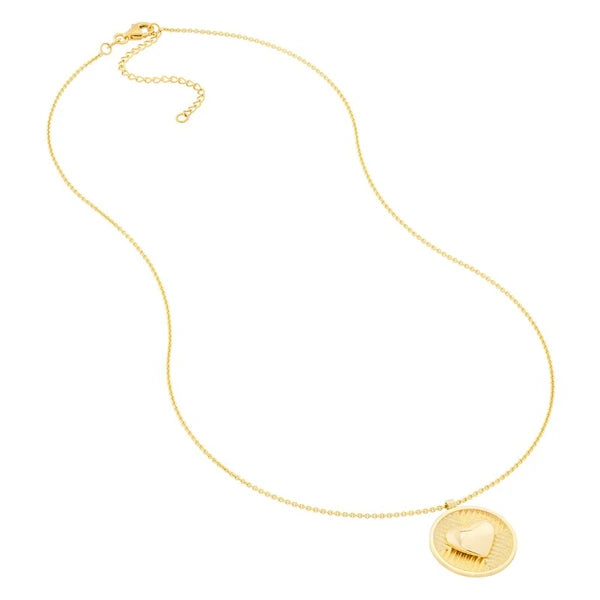 Chevron and Puff Heart Medallion Necklace