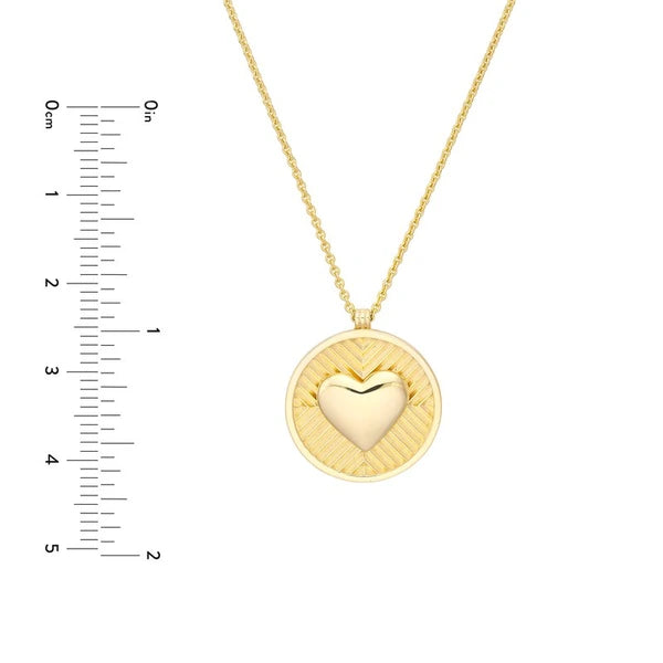 Chevron and Puff Heart Medallion Necklace