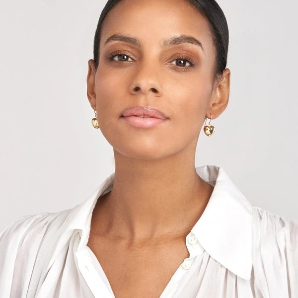 Puffed Heart Fish Hook Earrings
