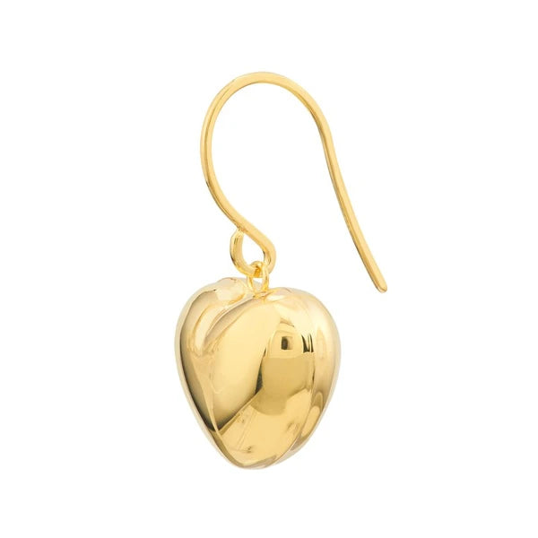 Puffed Heart Fish Hook Earrings