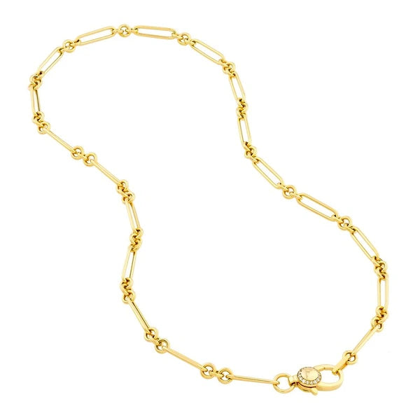 3+1 Hollow Paper Clip Necklace with Diamond Lock