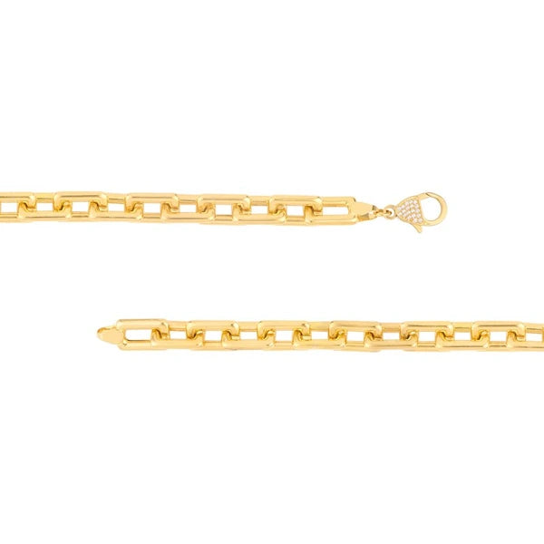 Chunky Paper Clip Bracelet with Diamond Lock