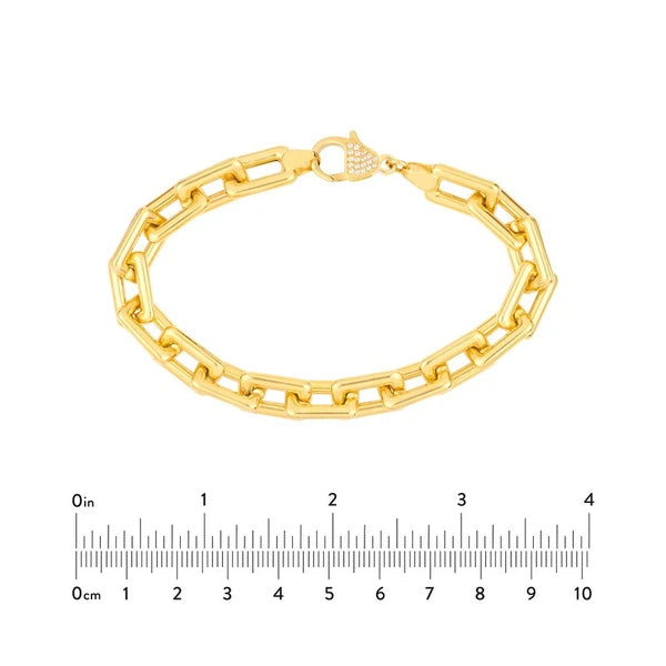 Chunky Paper Clip Bracelet with Diamond Lock