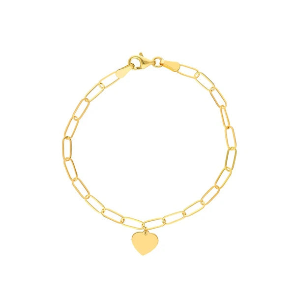 Heart Charm Paper Clip Bracelet