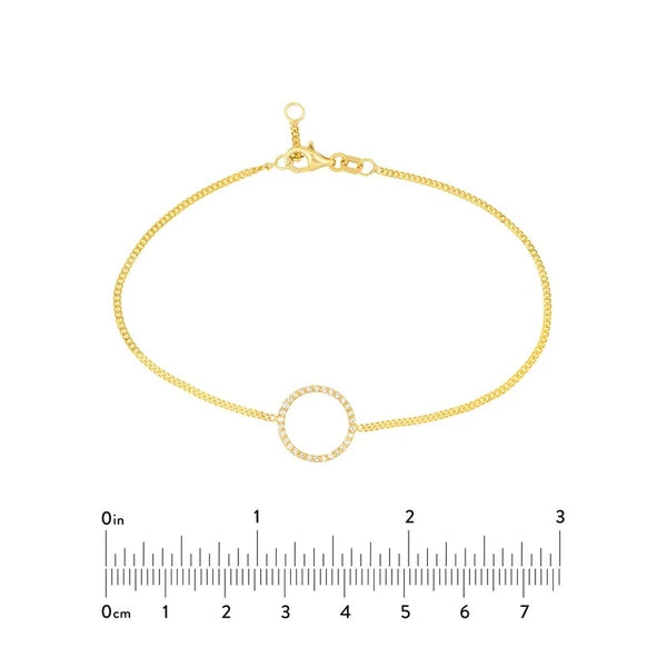 Diamond Circle on Curb Chain Bracelet