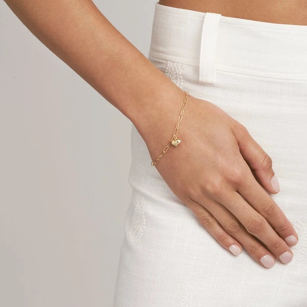 Puff Heart on 3mm Paper Clip Bracelet PSL