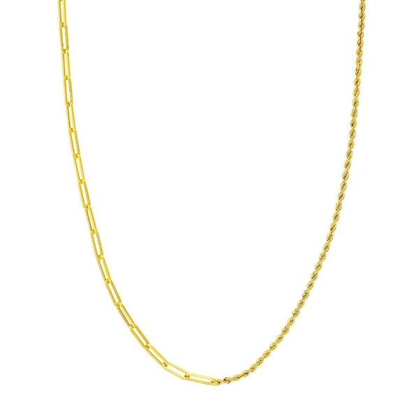 50/50 Paper Clip and Rope Necklace