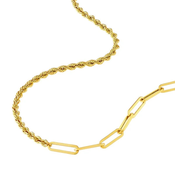 50/50 Paper Clip and Rope Necklace