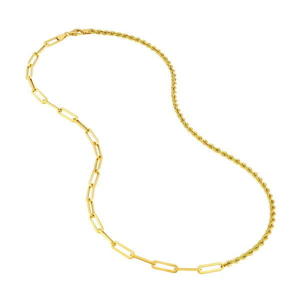 50/50 Paper Clip and Rope Necklace