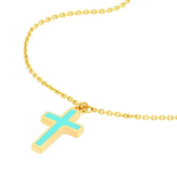 Lt.Turquoise Cross Necklace