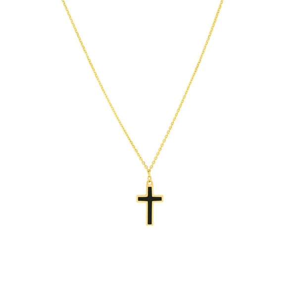 Black EN/Amel Cross Adjustable Necklace