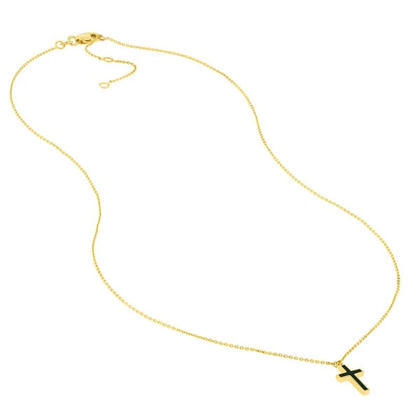 Black EN/Amel Cross Adjustable Necklace