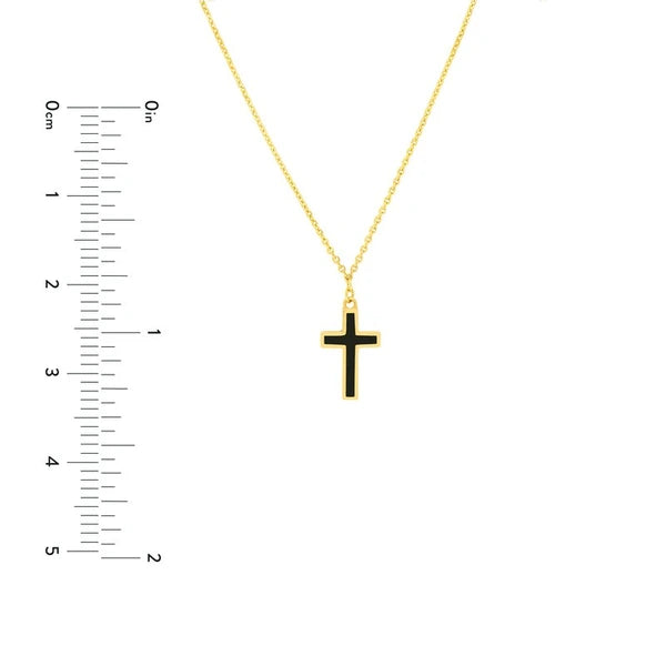 Black EN/Amel Cross Adjustable Necklace