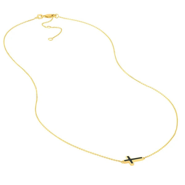 Black EN/Amel Sideways Cross Necklace