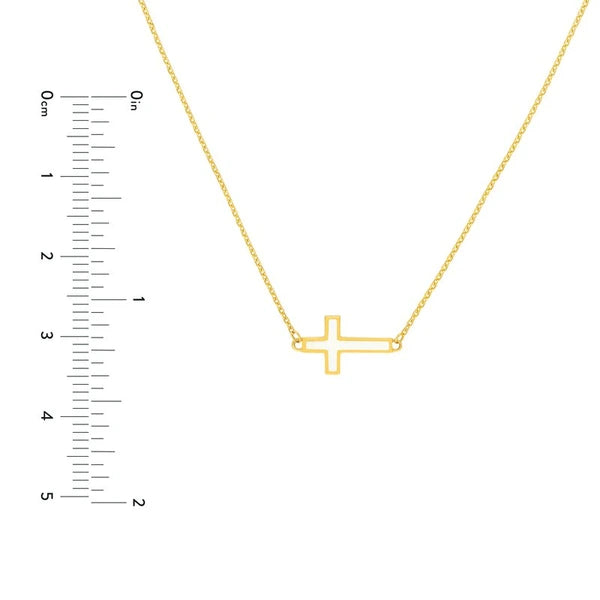 White EN/Amel Sideways Cross Necklace