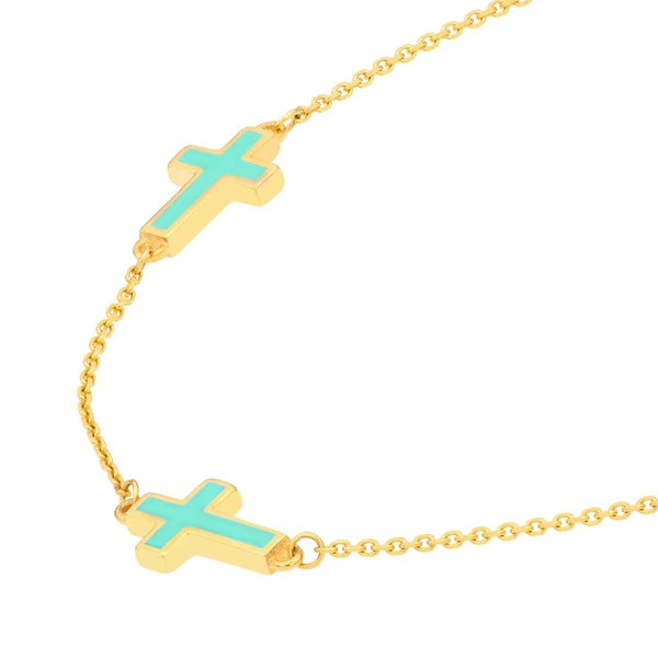 Lt.Turquoise EN/Amel Crosses Station Bracelet