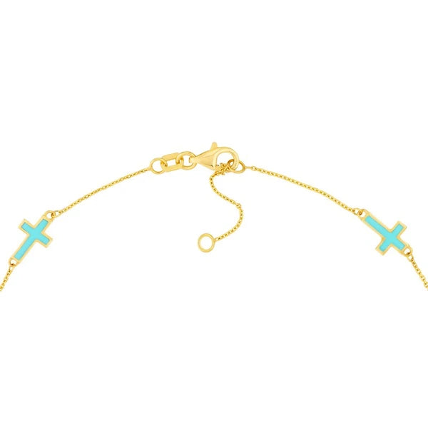 Lt.Turquoise EN/Amel Crosses Station Bracelet