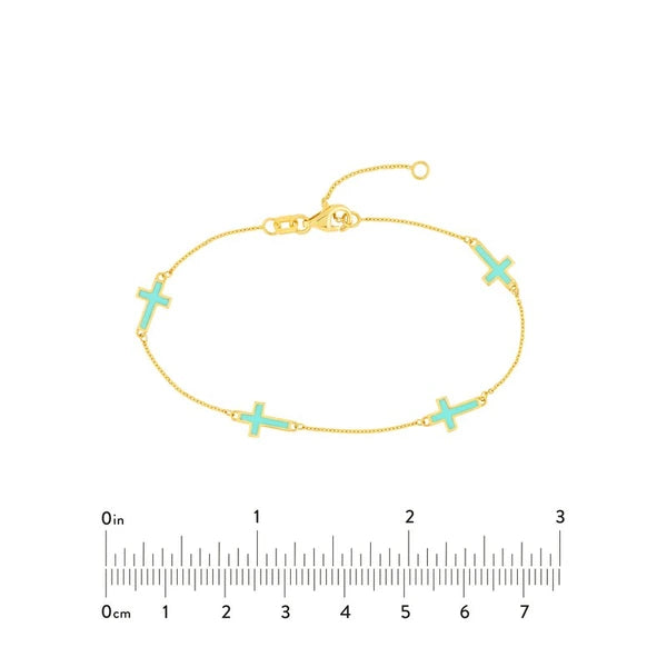 Lt.Turquoise EN/Amel Crosses Station Bracelet