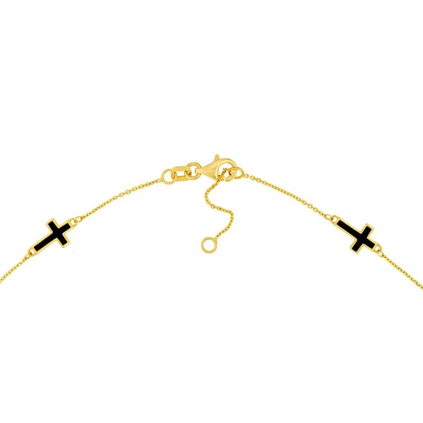 Black EN/Amel Crosses Station Bracelet