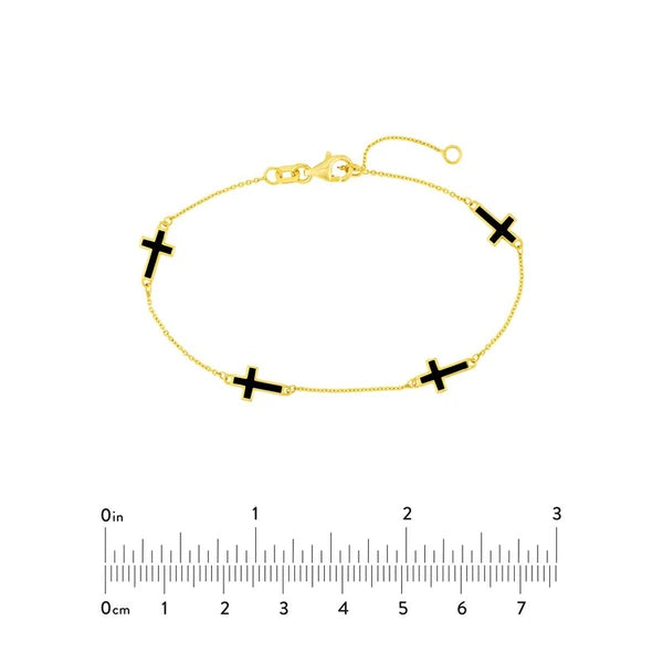 Black EN/Amel Crosses Station Bracelet