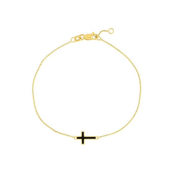 Black EN/Amel Sideways Cross Bracelet