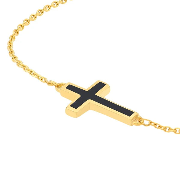 Black EN/Amel Sideways Cross Bracelet