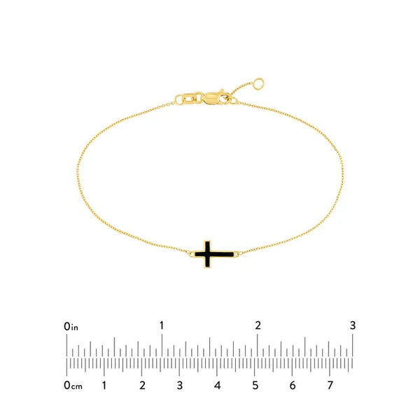 Black EN/Amel Sideways Cross Bracelet