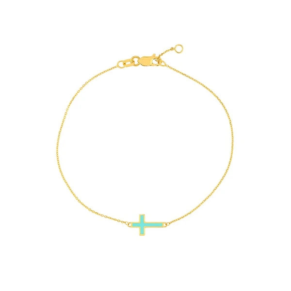 Lt.Turquoise EN/Amel Sideways Cross Bracelet