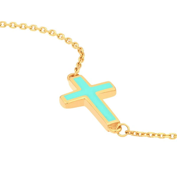 Lt.Turquoise EN/Amel Sideways Cross Bracelet