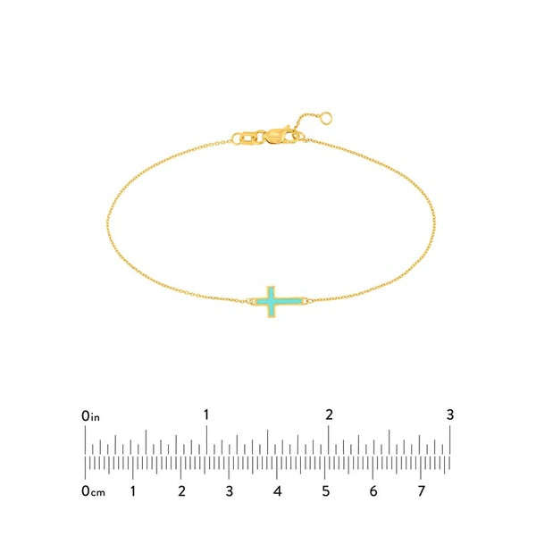 Lt.Turquoise EN/Amel Sideways Cross Bracelet