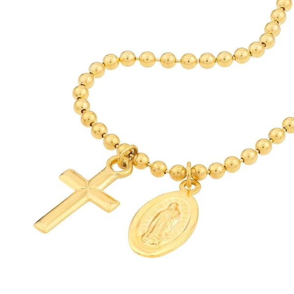 Virgin Mary and Cross Bead Bracelet